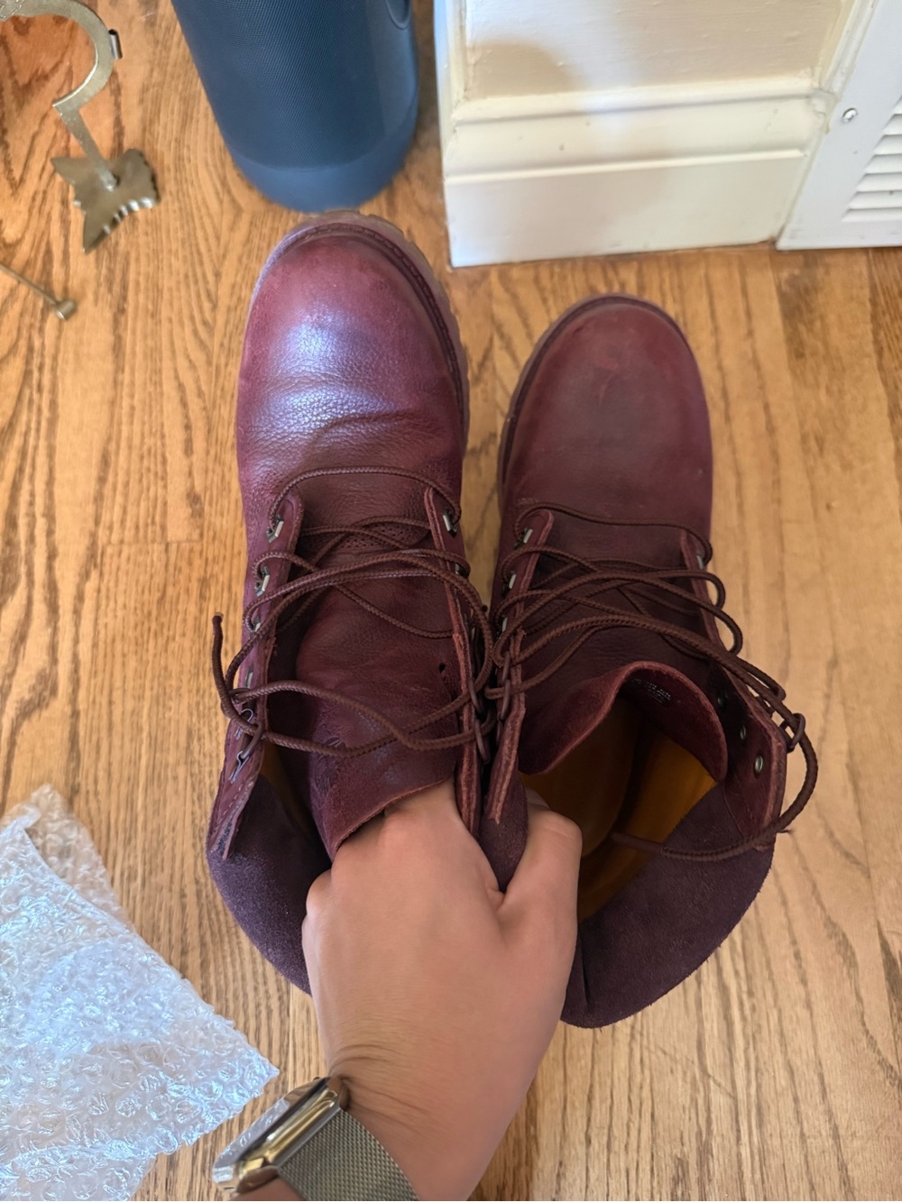 Timberland Women's Combat Boots in Burgundy